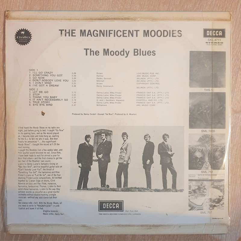 The Moody Blues  The Magnificent Moodies  Vinyl LP Record - Very-Good+ Quality (VG+)