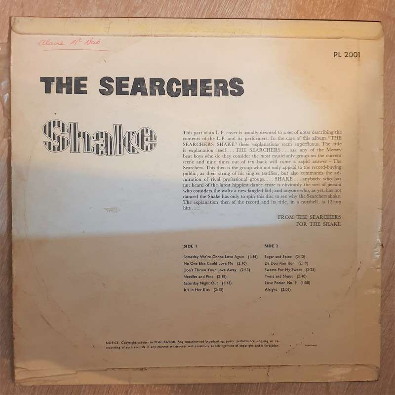 The Searchers  Shake  - Vinyl LP Record - Opened  - Good+ Quality (G+)