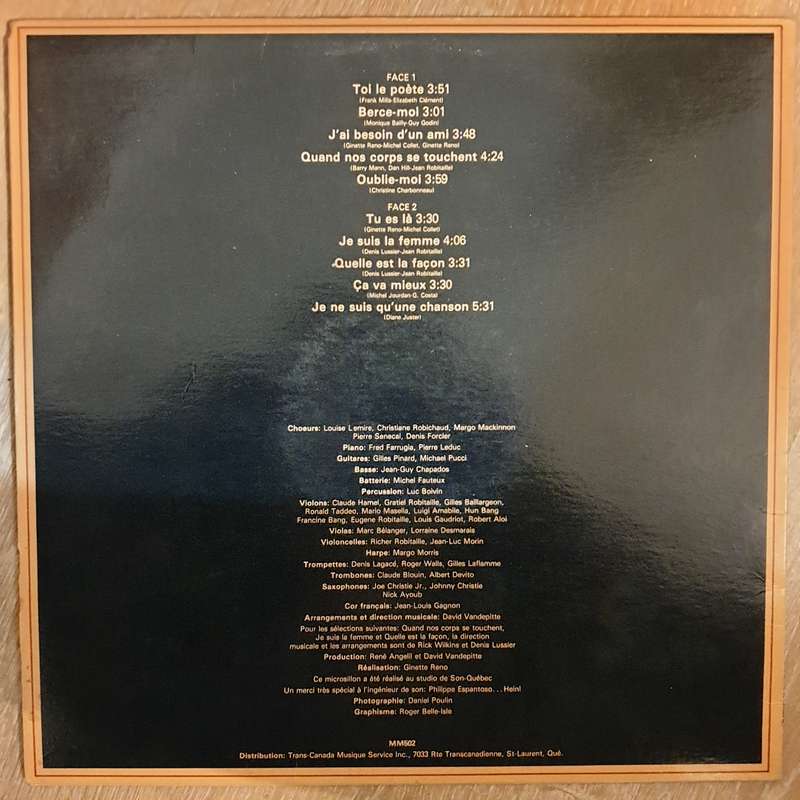 Ginette Reno  Je Ne Suis Qu'Une Chanson - Vinyl LP Record - Very-Good+ Quality (VG+)
