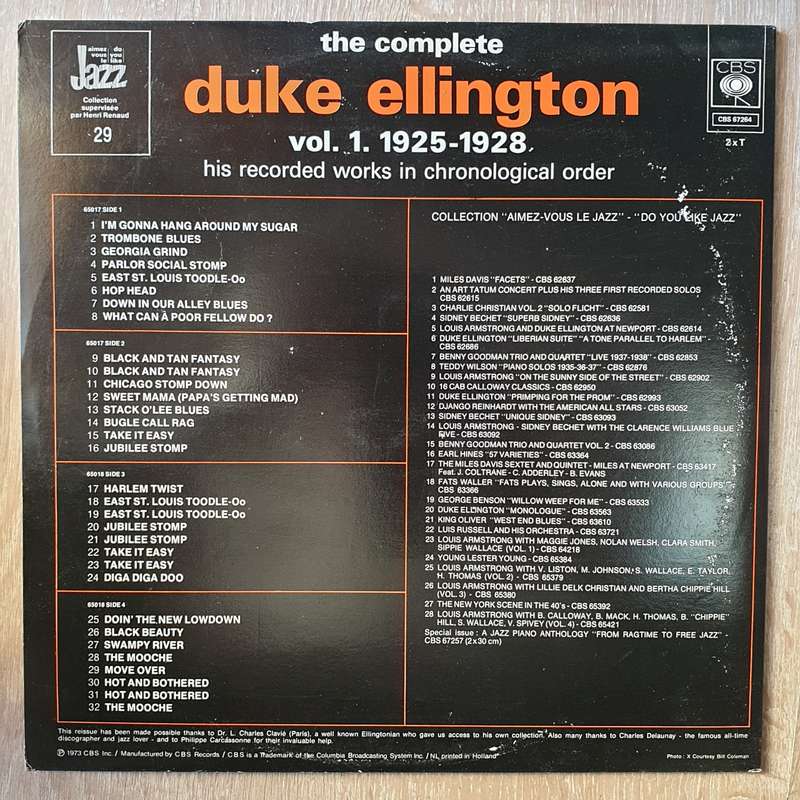 Duke Ellington  The Complete Duke Ellington Vol. 1 1925-1928 - Double Vinyl LP Record - Ver...