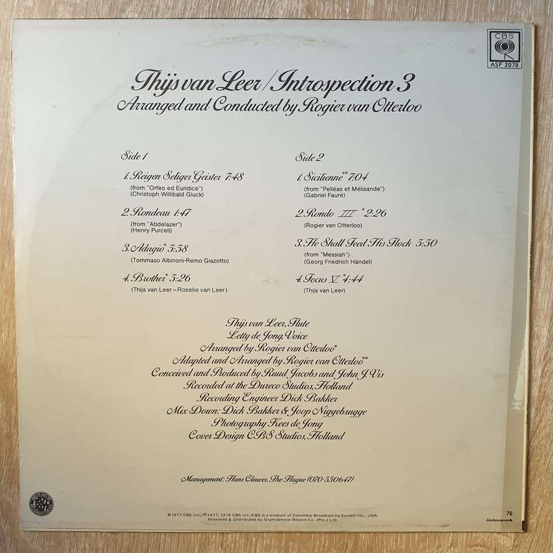Thijs van Leer  Introspection 3 - Vinyl LP Record - Opened - Very-Good+ Quality (VG+)