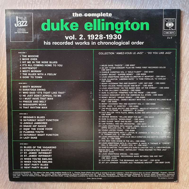 Duke Ellington  The Complete Duke Ellington Vol. 2 1928-1930 - Double Vinyl LP Record - Ver...