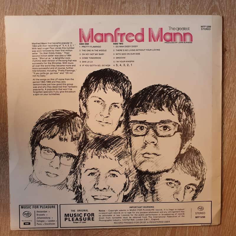 The Greatest Of Manfred Mann - Vinyl LP Record - Opened  - Very-Good  Quality (VG)