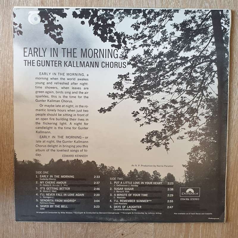The Gunther Kallmann Chorus  Early In The Morning - Vinyl LP Record - Opened  - Very-Good+ ...