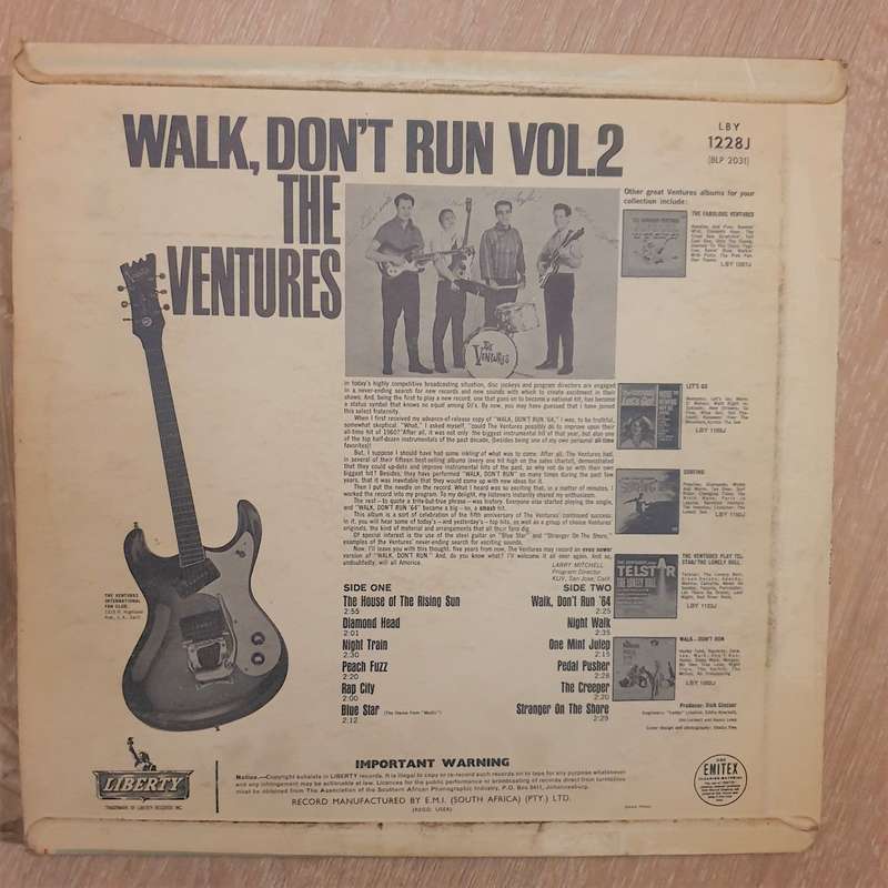 The Ventures  Walk, Don't Run Vol. 2 - Vinyl LP Record - Very-Good+ Quality (VG+)