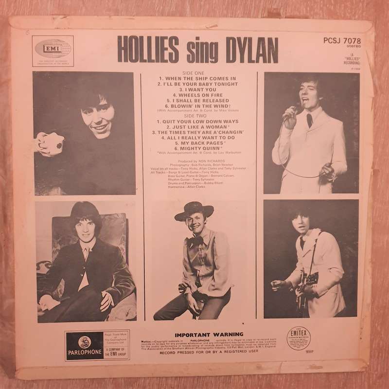 The Hollies  Hollies Sing Dylan  - Vinyl LP Record - Opened  - Good+ Quality (G+)