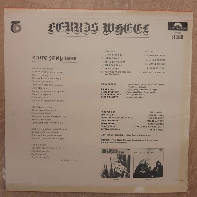 Ferris Wheel  Ferris Wheel - Vinyl LP Record - Very-Good+ Quality (VG+)
