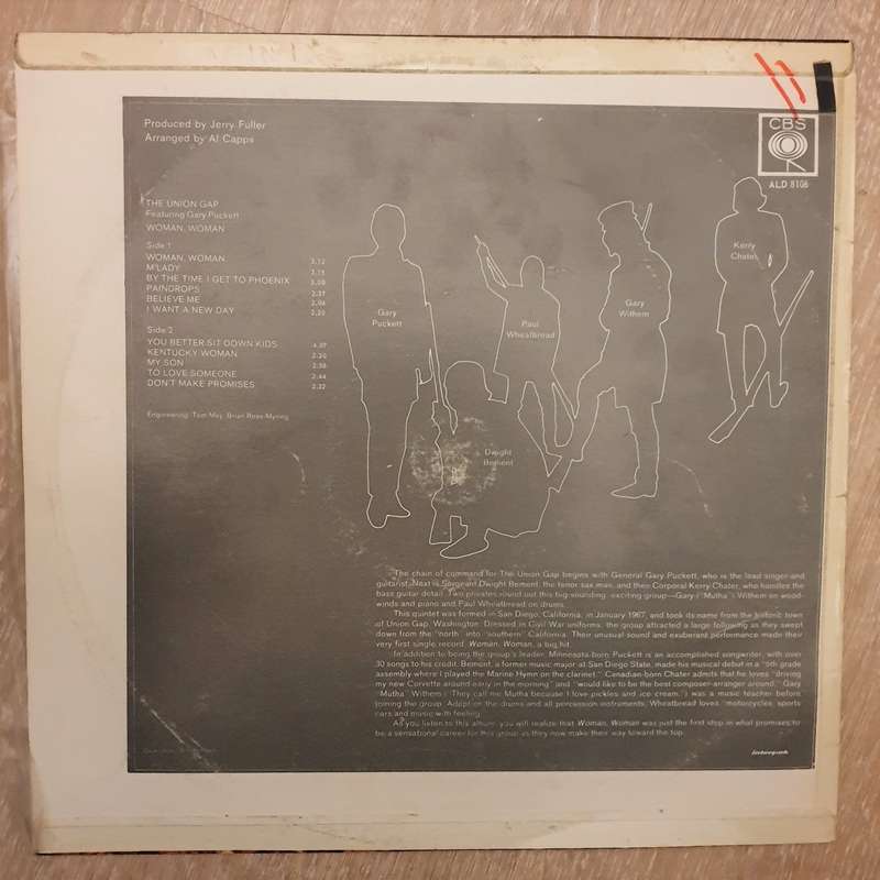 The Union Gap Featuring Gary Puckett  Woman, Woman - Vinyl LP Record - Very-Good+ Quality (...