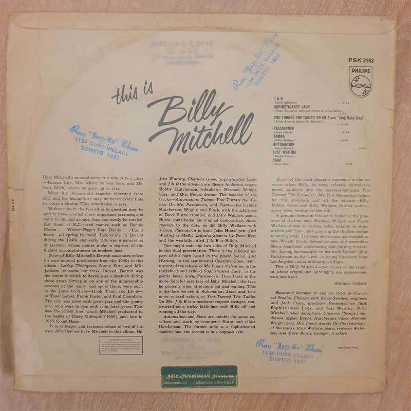 Billy Mitchell  This Is Billy Mitchell- Vinyl LP Record - Very-Good+ Quality (VG+)