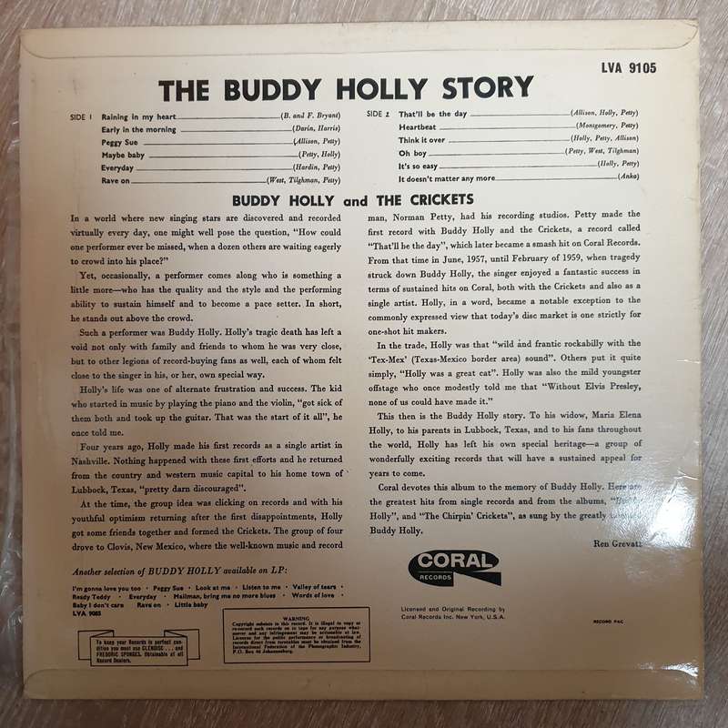 Buddy Holly And The Crickets  The Buddy Holly Story  - Vinyl LP Record - Opened  - Good+ Qu...
