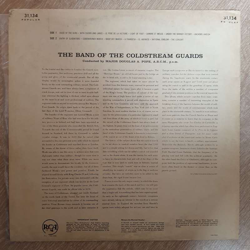 The Band Of The Coldstream Guards - Major Douglas Pope - Vinyl LP Record - Very-Good+ Quality (VG+)