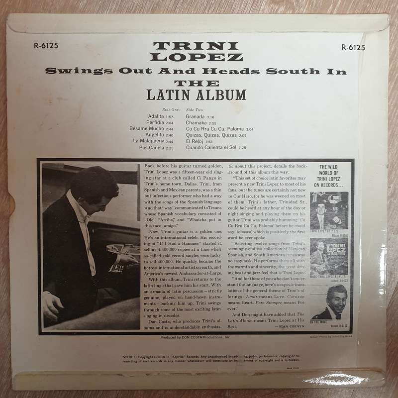 Trini Lopez - The Latin Album - Vinyl LP Record - Opened  - Very-Good  Quality (VG)