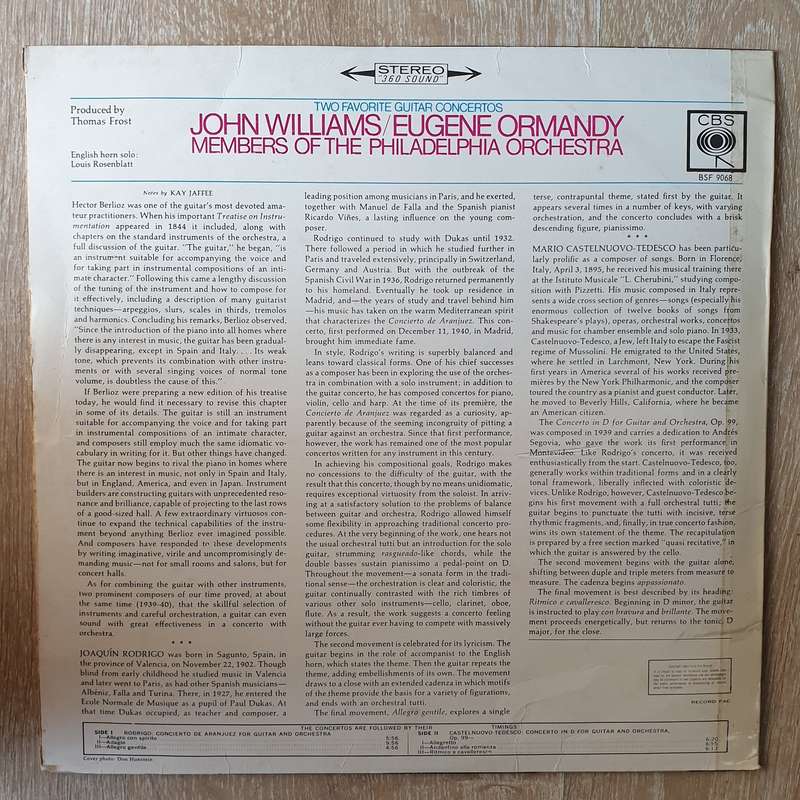John Williams -  Eugene Ormandy - Rodrigo / Castelnuovo- Guitar Concertos - Members Of The Philad...