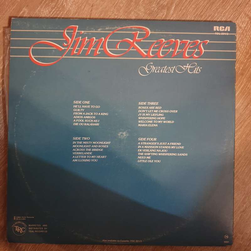 Jim Reeves - Greatest Hits - Double Vinyl LP Record - Very-Good+ Quality (VG+)