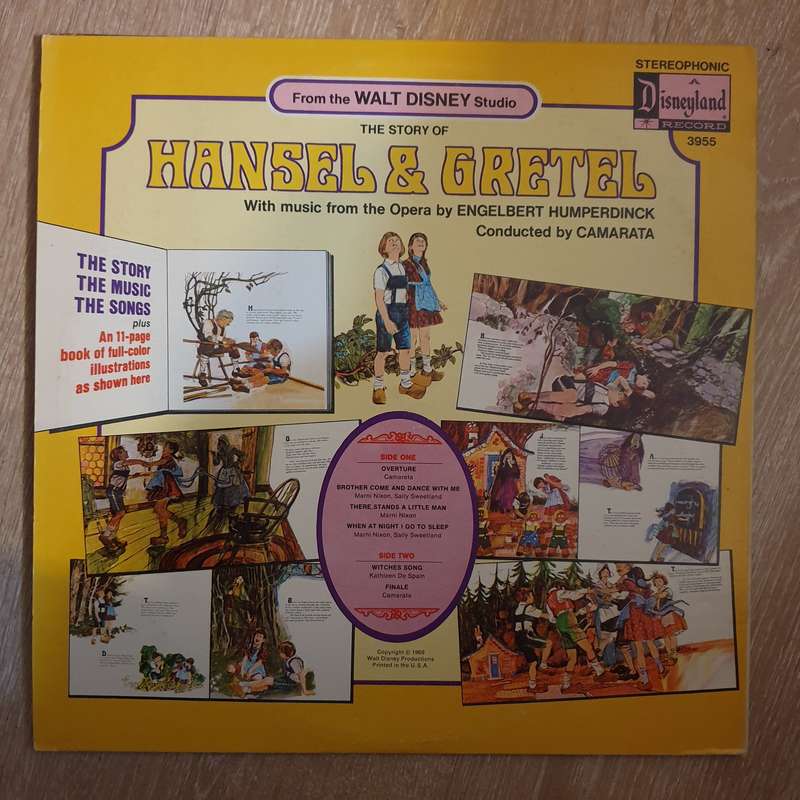 Walt Disney - Hansel & Gretel (with Book) - Vinyl LP Record - Very-Good+ Quality (VG+)