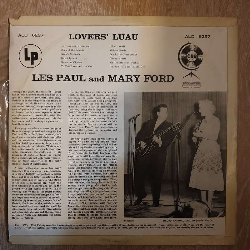 Les Paul And Mary Ford  Lovers' Luaui - Vinyl LP Record - Very-Good+ Quality (VG+)