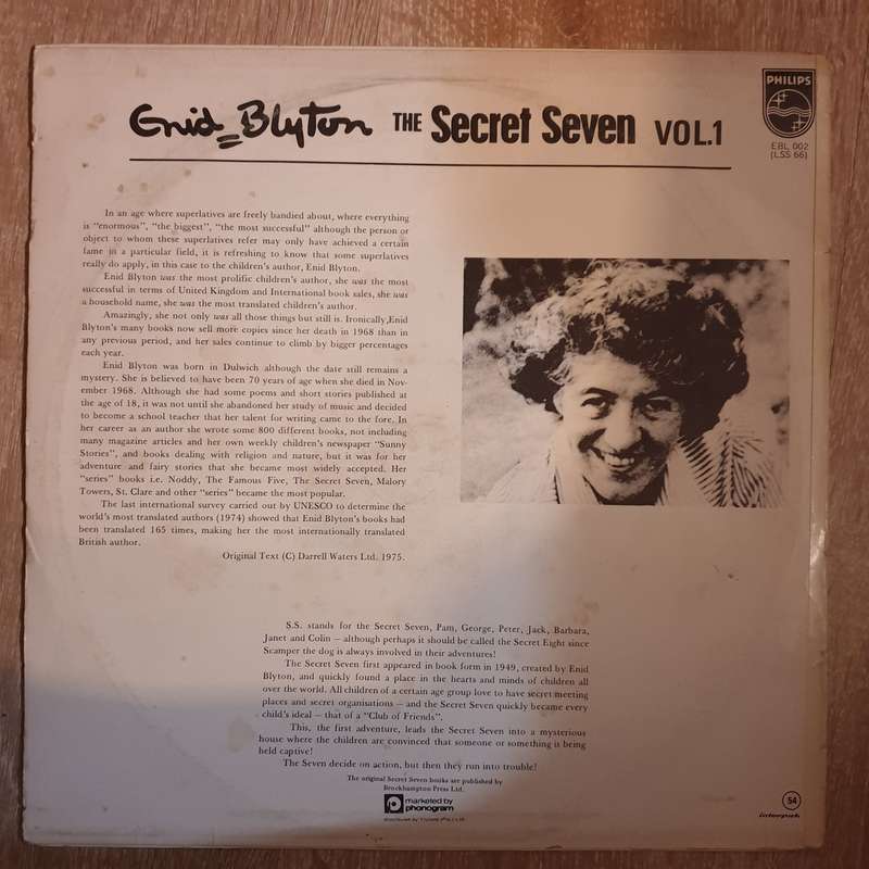 Enid Blyton - The Secret Seven - Vol 1 - Vinyl LP Record - Very-Good+ Quality (VG+)