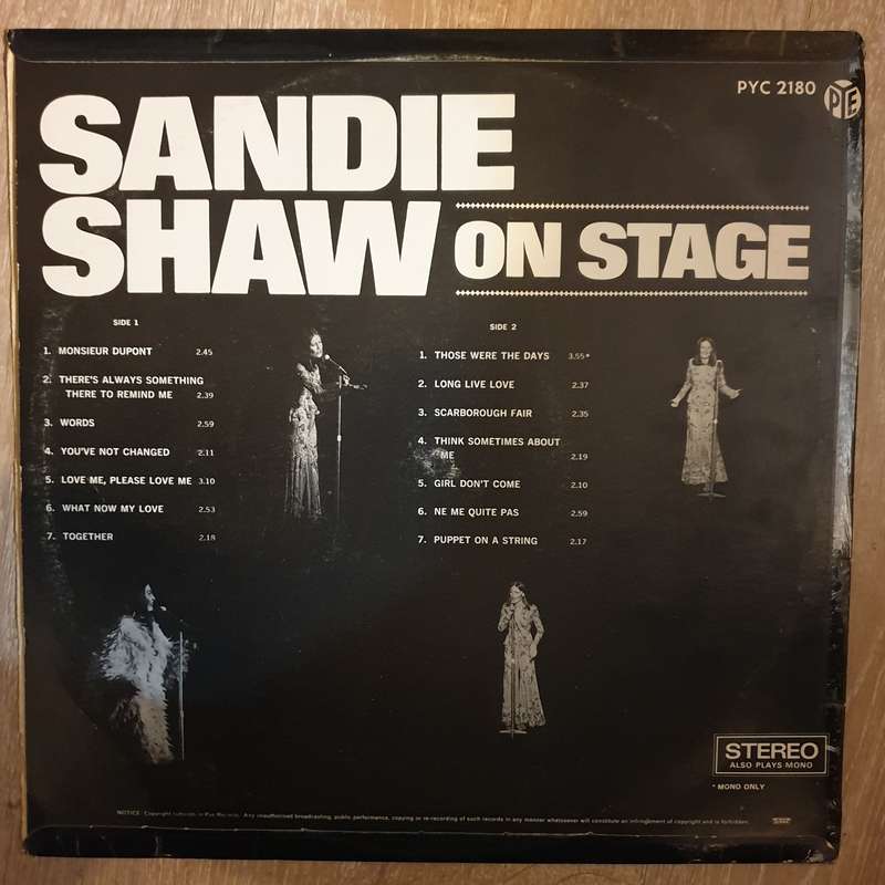 Sandie Shaw  Sandie Shaw On Stage - Vinyl LP Record - Very-Good+ Quality (VG+)