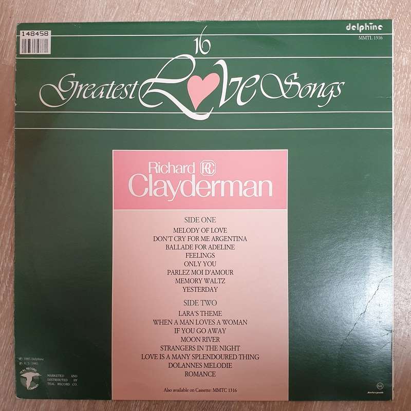 Richard Clayderman - 16 Greatest Love Songs - Vinyl LP Record - Very-Good+ Quality (VG+)