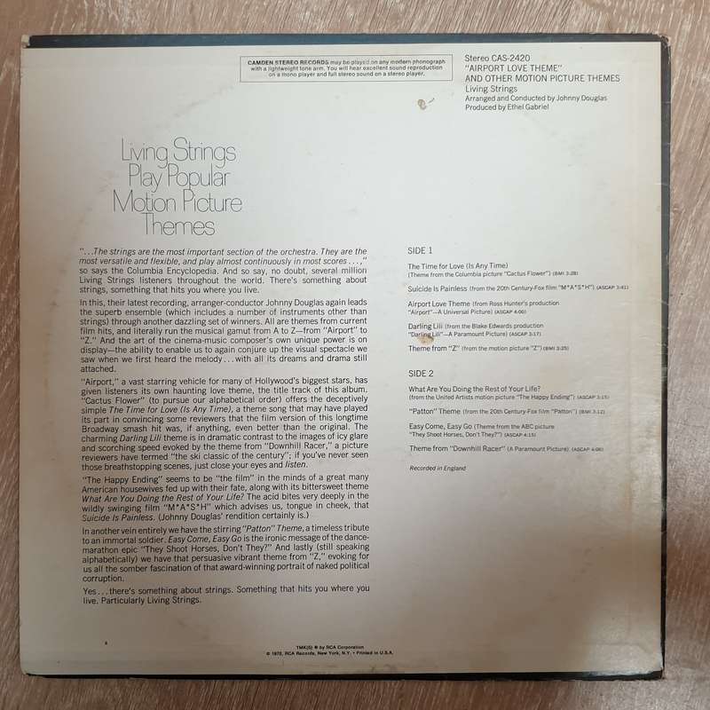 Living Strings  Airport Love Theme And Other Motion Picture Themes -  Vinyl LP Record - Ver...