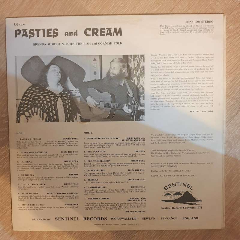 Brenda Wootton, John The Fish and Cornish Folk  Pasties And Cream -  Vinyl LP Record - Very...