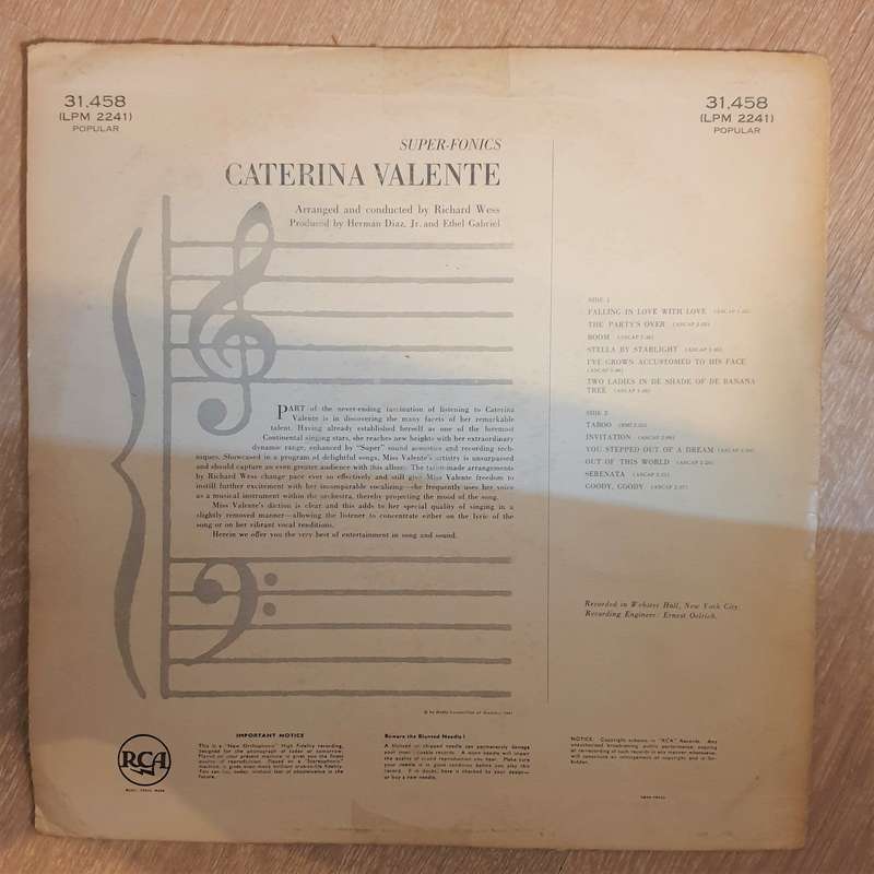 Caterina Valente - Superfonics - Vinyl LP Record - Opened  - Very-Good- Quality (VG-)
