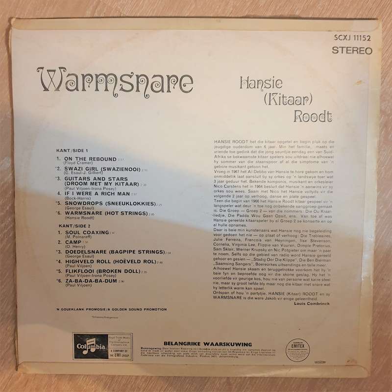 Hansie (Kitaar) Roodt - Warmsnarre -  Vinyl LP Record - Very-Good+ Quality (VG+)