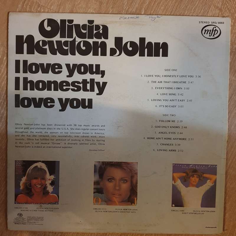 Olivia Newton John - I love you, I honestly love you - Vinyl LP Record - Opened  - Very-Good- Qua...