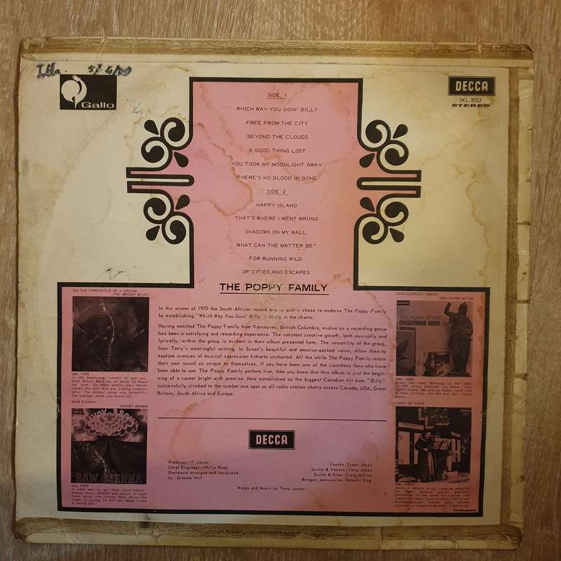 The Poppy Family  Which Way You Goin' Billy?  - Vinyl LP Record - Opened  - Fair Quality (F)