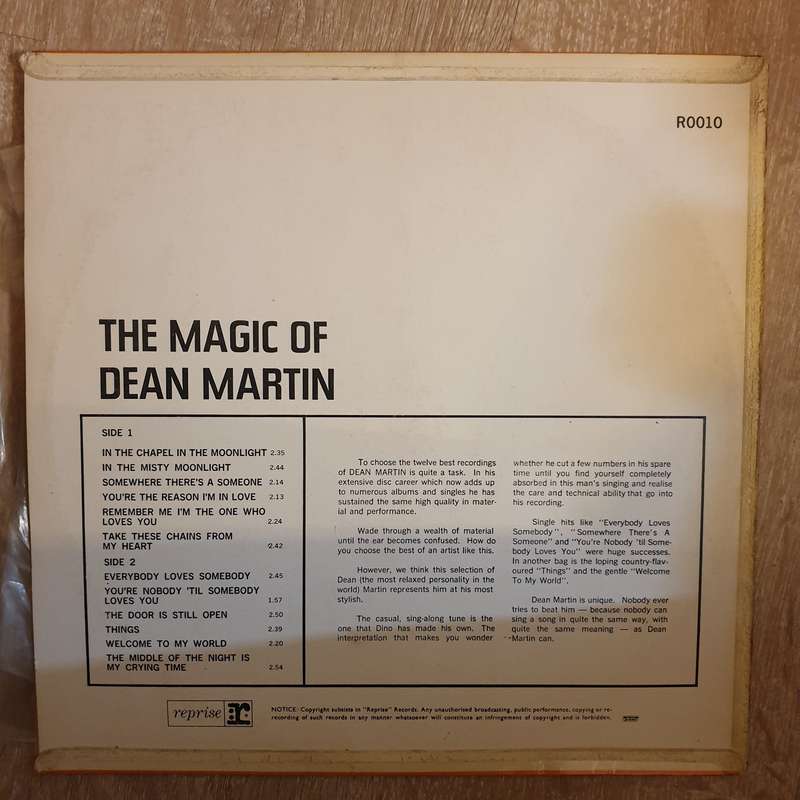 Dean Martin - The Magic of Dean Martin - Vinyl LP Record - Very-Good+ Quality (VG+)