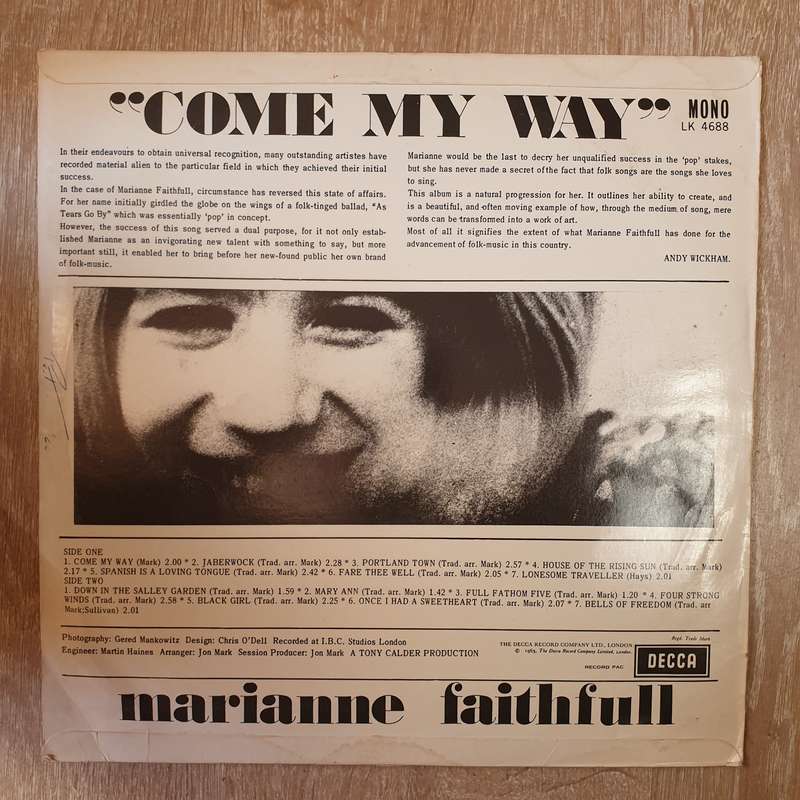 Marianne Faithfull  Come My Way - Vinyl LP Record - Very Good- Quality (VG-)