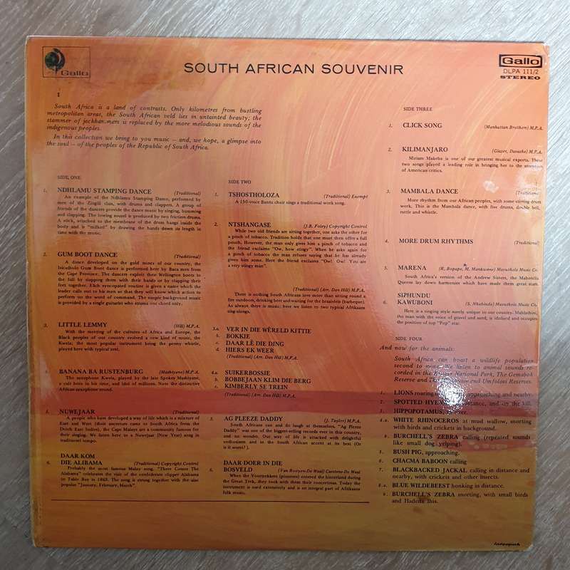 South African Souvenir - Double Vinyl LP Record - Very-Good+ Quality (VG+)