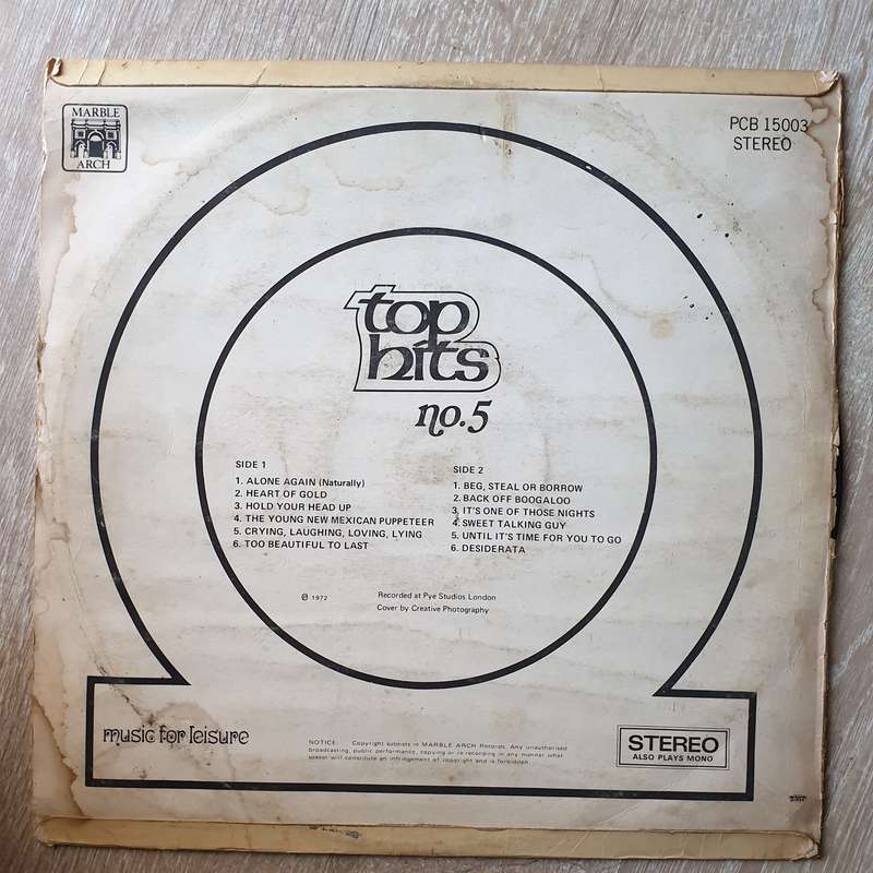 Top Hits No 5 - Vinyl LP Record - Opened  - Very-Good- Quality (VG-)