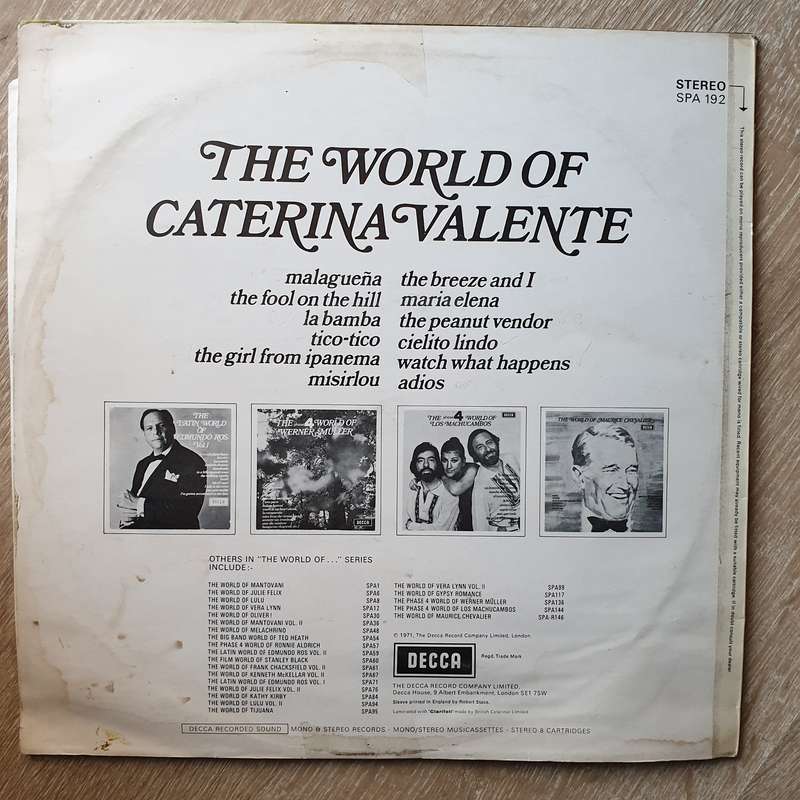Caterina Valente - The World Of Caterina Valente - Vinyl LP Record - Opened  - Very-Good- Quality...