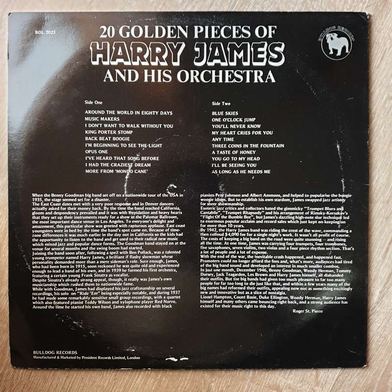 Harry James And His Orchestra  20 Golden Pieces Of Harry James - Vinyl LP Record - Very-Goo...