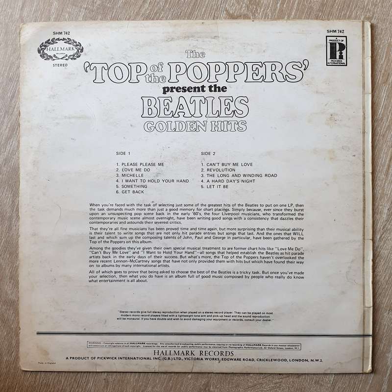 The Top Of The Poppers Present The Beatles Golden Hits- Vinyl LP Record - Opened  - Good+ Quality...