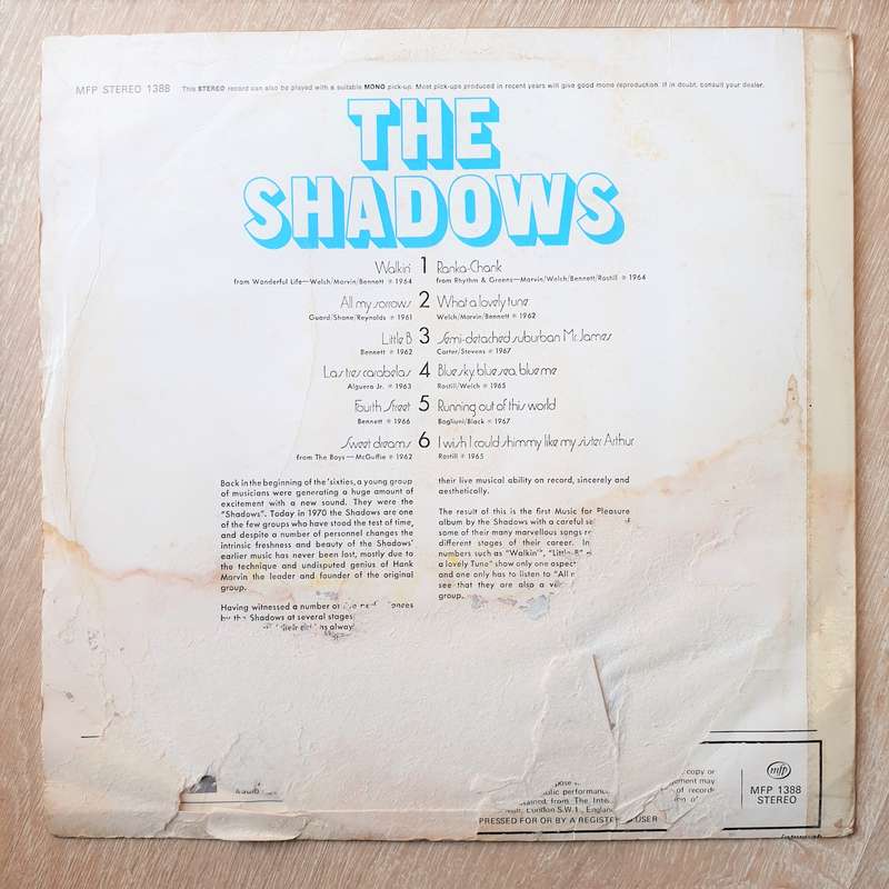 The Shadows  Walkin' With The Shadows - Vinyl LP Record - Opened  - Good+ Quality (G+)