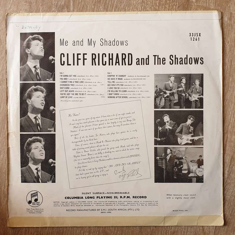 Cliff Richard And The Shadows  Me And My Shadows - Vinyl LP Record - Opened  - Good Quality...