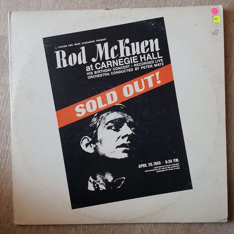 Rod McKuen At Carnegie Hall - Vinyl LP Record  (VG-)