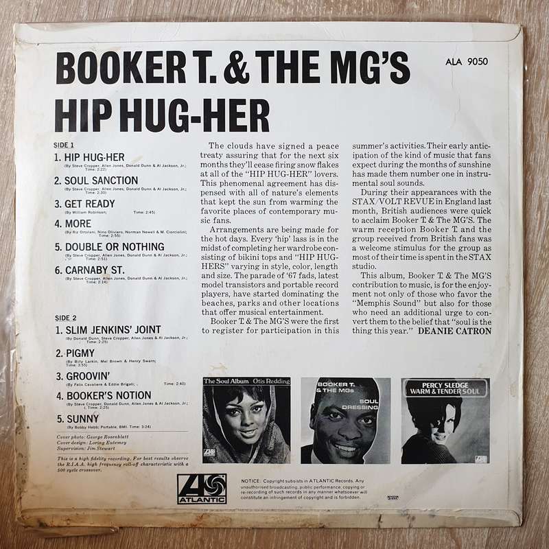 Booker T. & The MG's  Hip Hug-Her  Vinyl LP Record - Very-Good+ Quality (VG+)