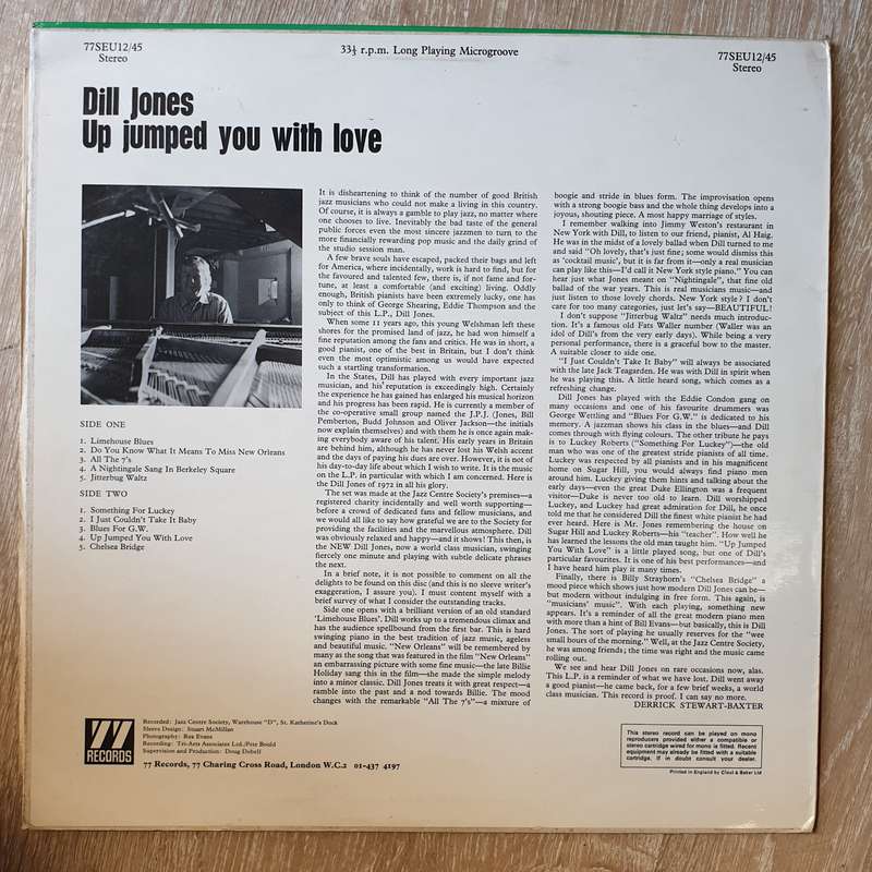 Dill Jones  Up Jumped You With Love - Vinyl LP Record - Opened  - Very-Good Quality (VG)