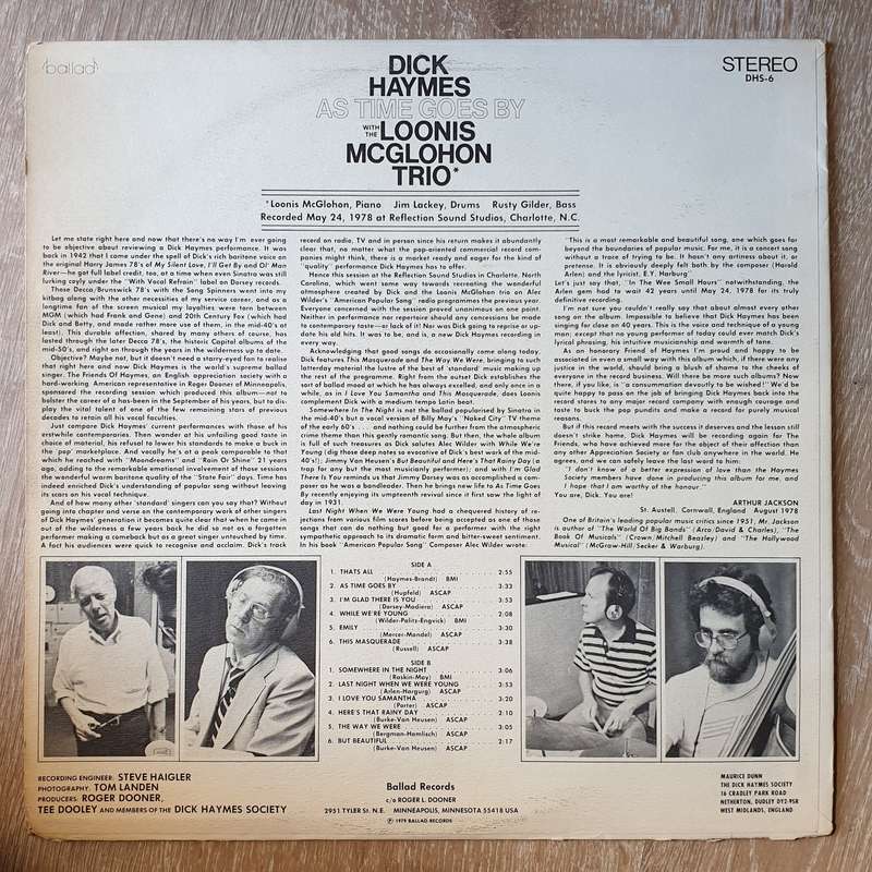 Dick Haymes  As Time Goes By - Vinyl LP Record - Opened  - Very-Good Quality (VG)
