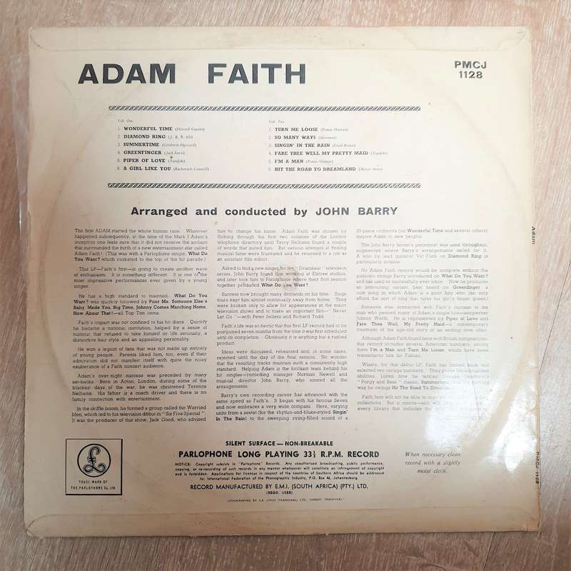 Adam Faith  Adam -  Vinyl LP Record - Very-Good+ Quality (VG+)