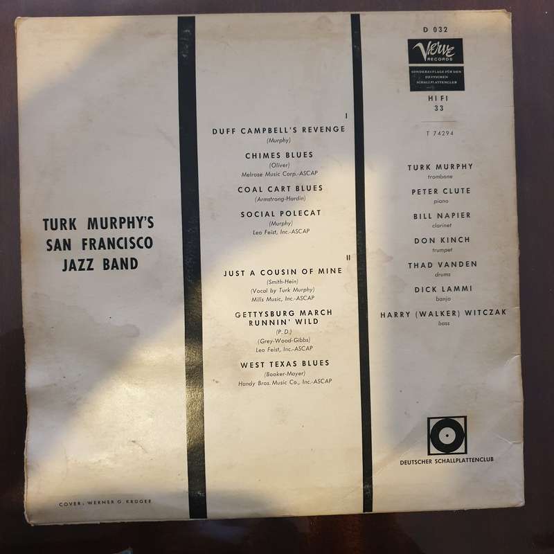 Turk Murphy's San Francisco Jazz Band  Turk Murphy's San Francisco Jazz Band  Vinyl L...