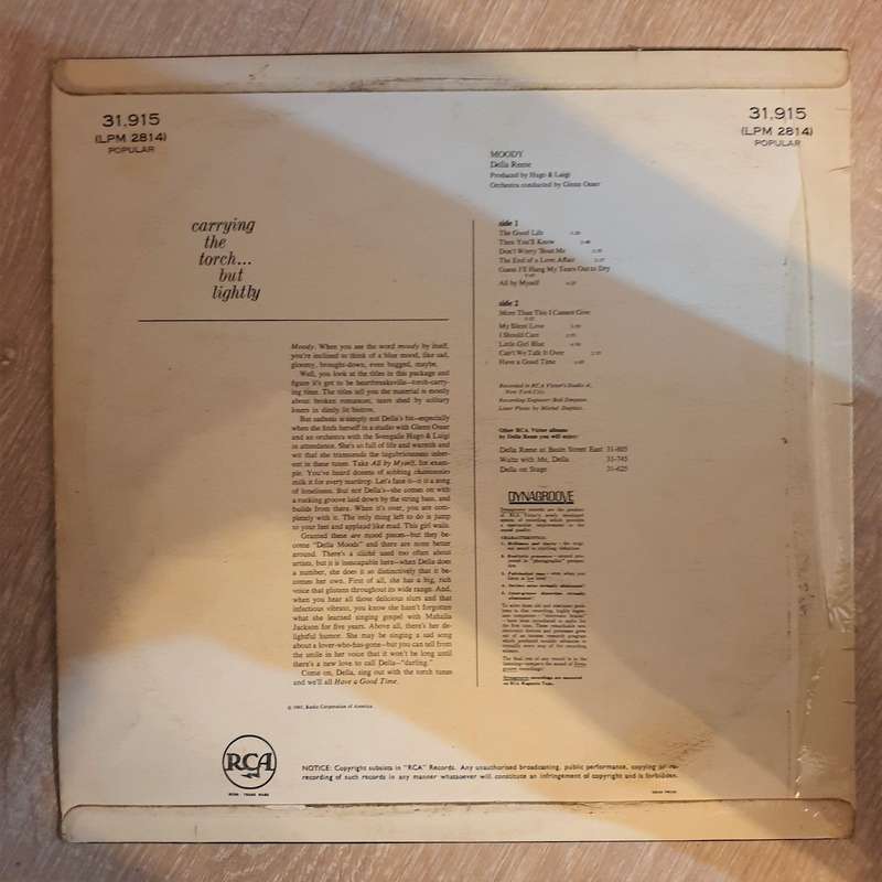 Della Reese  Moody - Vinyl LP Record - Opened  - Fair Quality (F)