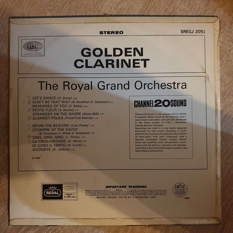 Royal Grand Orchestra - Golden Clarinet - Vinyl LP Record - Opened  - Very-Good Quality (VG)