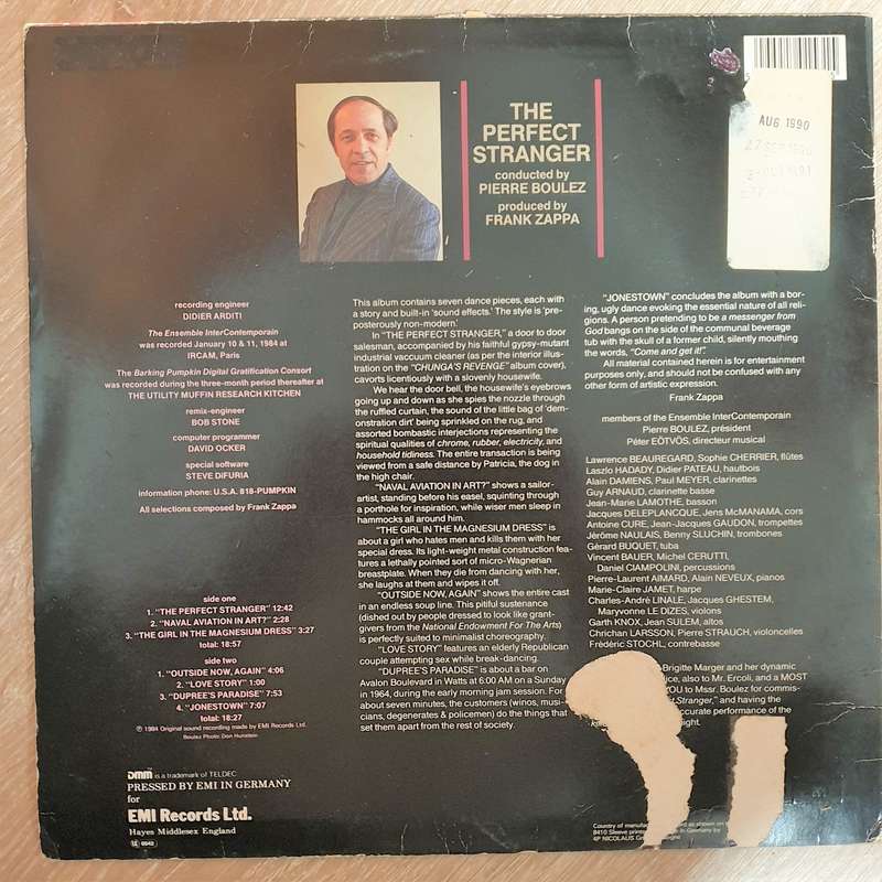 Frank Zappa - Boulez - Conducts Zappa  The Perfect Stranger-  Vinyl LP Record - Very-Good+ ...