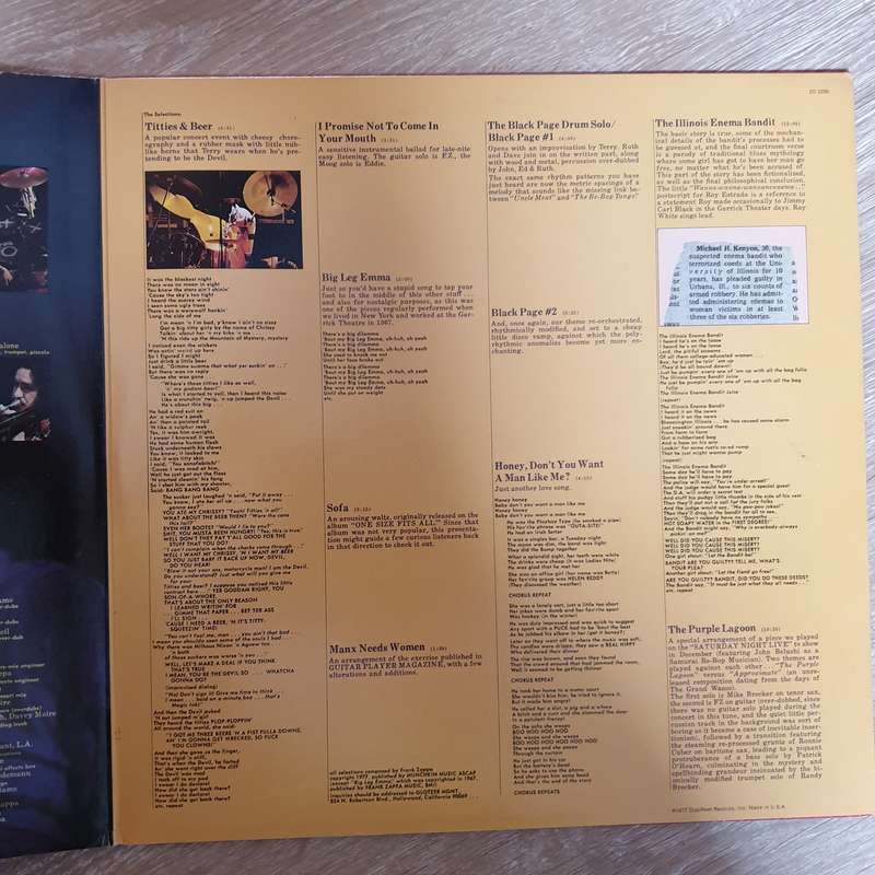 Frank Zappa  In New York - Vinyl LP Record - Very-Good+ Quality (VG+)