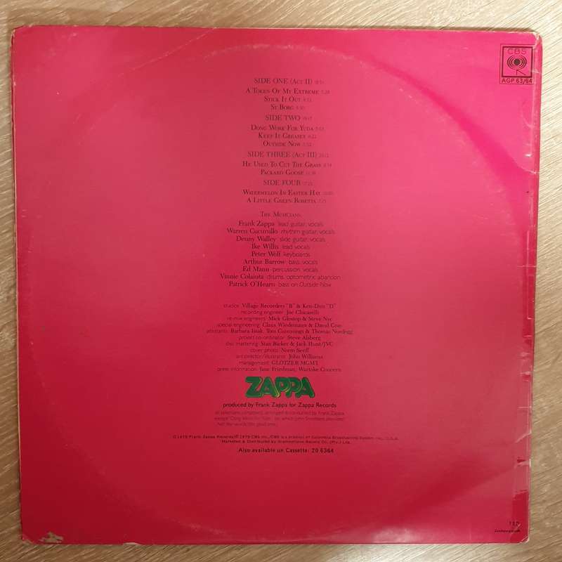 Frank Zappa  Joe's Garage, Acts II & III - Double Vinyl LP Record - Opened  - Good+ Quality...