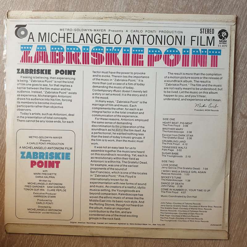 Zabriskie Point- Soundtrack - Vinyl LP Record - Very-Good+ Quality (VG+)